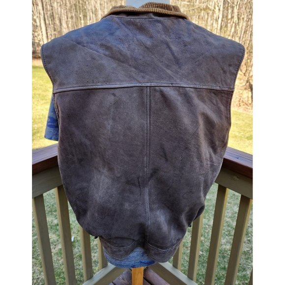 Wilsons M Julian Suede Leather Brown Vest Full Zip Vintage Men Extra Large Korea - Picture 6 of 10